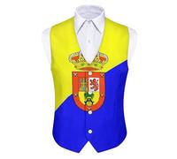 GONMFKM Gilet De Costume Homme À Col En V Coupe Ajustée Style Smoking Style Classique Et Décontracté Imprimé Drapeau De Gran Canaria Taille 4Xl