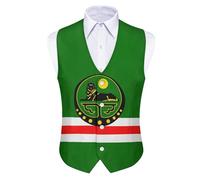 GONMFKM Gilet De Costume Homme À Col En V Coupe Ajustée Style Smoking Style Classique Et Décontracté Imprimé Drapeau De La République Tchétchène Taille Xl
