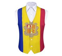 GONMFKM Gilet De Costume Homme Style Drapeau National Coupe Gothique Ajustée Gilet De Smoking Formel Avec Imprimé Drapeau D'Andorre Gilet Classique Pour Homme Taille 4Xl