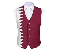 GONMFKM Gilet De Costume Homme Style Drapeau National Coupe Slim Style Gothique Avec Imprimé Drapeau De La République Du Qatar Gilet Classique Pour Homme Taille 2Xl