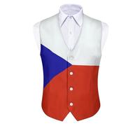 GONMFKM Gilet De Costume Homme Style Drapeau National Gilet Gothique Gilet De Smoking Classique Pour Mariage Affaires Ou Soirée Avec Imprimé Drapeau De La République Tchèque Taille 3Xl