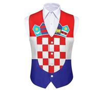 GONMFKM Gilet Homme Élégant Et Décontracté Col V Classique Coupe Ajustée Idéal Pour Les Mariages Les Fêtes Et Les Affaires Gilet Habillé Avec Imprimé Drapeau De La République De Croatie Taille S