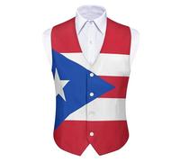 GONMFKM Gilet Homme Habillé Décontracté Classique Col En V Coupe Ajustée Idéal Pour Les Mariages Les Fêtes Et Les Affaires Gilet De Costume Imprimé Drapeau De Porto Rico Taille M