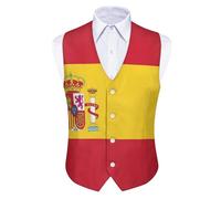 GONMFKM Gilet Homme Habillé Et Décontracté Classique À Col V Coupe Ajustée Idéal Pour Les Mariages Les Fêtes Et Les Affaires Gilet De Costume Imprimé Drapeau Espagnol Tailles S À L (4Xl)
