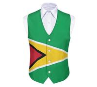 GONMFKM Gilet Pour Homme Gilet De Costume De Soirée/Mariage Imprimé Drapeau Du Guyana Coupe Classique Col V Coupe Ajustée Taille S