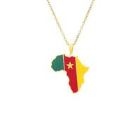 GONMFKM Mode Cameroun Carte Pendentif Collier Pour Femmes Hommes Mode Pull Collier Populaire Carte Du Monde Bijoux Dainty Couple Pendentif Collier
