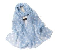 GONMFKM Mode Femme Imprimé Longues Foulards Petits Points Écharpe D'Été En Mousseline De Soie Châle Wrap, Vintage Floral Mince Doux Hijab Foulard Pour Les Robes De Soirée, Bleu Foncé, 50 * 160 Cm