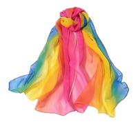 GONMFKM Mode Femmes Foulard Châle 50 * 160 Cm Mode Femmes En Mousseline De Soie Dégradé Couleur Écharpe Châle, Luxe Élégant Dame Polyvalente Protection Solaire Décorer Foulards Foulard, Arc-En-Ciel,