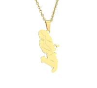 GONMFKM Mode France Martinique Île Carte Et Ville Pendentif Collier France Pendentif Collier pour Femmes Hommes Hip Hop Collier Région Carte France Chaîne Bijoux, Jaune, 50 Cm