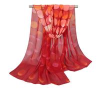 GONMFKM Mode Longues Femmes Châles Wraps Été Plage Crème Solaire Écharpe En Mousseline De Soie Bandana Foulards, Dégradé Grands Pois Foulard En Soie En Mousseline De Soie Foulards Foulards, Rouge, 5