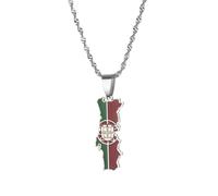 GONMFKM Mode Portugal Pays Carte Drapeau Pendentif Collier - Hip Hop Émail Drapeau Portugais Modèle Charme Chaîne De Clavicule, Mode Clavicule Chaîne Bijoux Accessoires, Blanc, 50 Cm