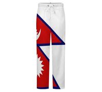 GONMFKM Pantalon De Pyjama En Flanelle Pour Homme Pantelon De Nuit Et De Détente Imprimé Drapeau De La République Du Népal Grande Taille Pantalon De Pyjama Ample Avec Poches Taille 3Xl