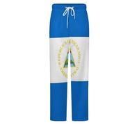 GONMFKM Pantalon De Pyjama Fantaisie En Flanelle Pour Homme Et Femme Imprimé Drapeau Du Nicaragua Grande Taille Coupe Large Pour Couple Unisexe Taille 5Xl