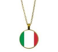 GONMFKM Pendentifs De Drapeau De Pays D'Italie De Mode, Bannière Italienne Cabochon En Verre Collier Pendentif De Bannière Ronde Pour Hommes Femmes, Accessoires De Cadeau De Bijoux De Mode De Drapea