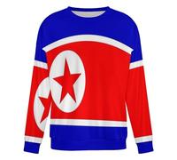 GONMFKM Pull Unisexe À Col Rond Imprimé Drapeau De La République Populaire Démocratique De Corée Manches Longues Douces pour Un Confort Optimal Au Quotidien, Taille XL
