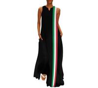 GONMFKM Robe Longue À Imprimé Drapeau Italien pour Femme Col en V Décontractée sans Manches Débardeur À La Cheville Grande Taille avec Poches Idéale pour Les Fêtes La Plage