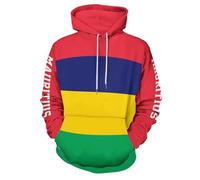 GONMFKM Sweat À Capuche À Imprimé Drapeau De L'Île Maurice, Sweat-Shirt À Cordon De Serrage, Sweat-Shirt Surdimensionné À Manches Longues Décontracté avec Poche, Sweat-Shirt Streetwear Hip-Hop M