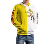 GONMFKM Sweat À Capuche avec Cordon De Serrage Et Drapeau De La Cité du Vatican, Sweat-Shirt Décontracté À Manches Longues, Surdimensionné avec Poche, Style Hip-Hop, Streetwear, L