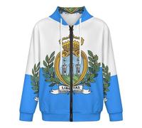 GONMFKM Sweat À Capuche Classique pour Homme | Haut À Capuche Zippé Confortable | Veste À Manches Longues avec Poignets Côtelés | Cardigan Imprimé Drapeau De Saint-Marin Humoristique Taille L