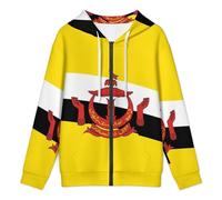 GONMFKM Sweat À Capuche Classique pour Homme | Haut À Capuche Zippé Confortable | Veste À Manches Longues avec Poignets Côtelés | Cardigan Imprimé Drapeau du Brunei Humoristique Taille 3XL