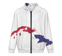 GONMFKM Sweat À Capuche Classique pour Homme Imprimé Carte De Cuba Drapeau Fermeture Éclair Complète Décontracté Haut Coloré Cordon De Serrage avec Poche Taille L