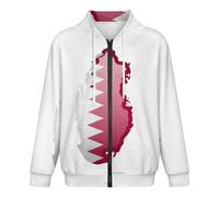 GONMFKM Sweat À Capuche Classique pour Homme Imprimé Carte du Qatar Drapeau Fermeture Éclair Intégrale Décontracté avec Cordon De Serrage Et Poche Taille 5XL