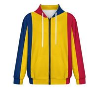 GONMFKM Sweat À Capuche Classique pour Homme Imprimé Drapeau du Tchad Fermeture Éclair Complète Décontracté avec Cordon De Serrage Et Poche Taille 2XL