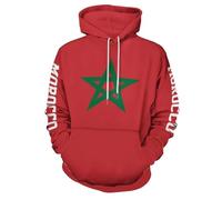 GONMFKM Sweat À Capuche Décontracté À La Mode, Drapeau du Maroc Imprimé Élastique Grande Taille Sweats À Capuche Impression Abstraite Pull pour Hommes Femmes École Vacances Hauts Vêtements L