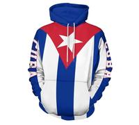 GONMFKM Sweat À Capuche Imprimé Drapeau De Cuba pour Homme, Pull Décontracté, Surdimensionné, À Manches Longues, avec Poche, pour Femme, pour Entraînement, Sport, Jogging, Vacances