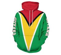 GONMFKM Sweat À Capuche Imprimé Drapeau De La Guyane pour Homme, Pull Décontracté, Surdimensionné, À Manches Longues, avec Poche, pour Femme, pour Entraînement, Sport, Jogging, Vacances, 4XL