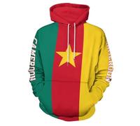 GONMFKM Sweat À Capuche Imprimé Drapeau du Cameroun pour Hommes Et Femmes, Sweat-Shirt Surdimensionné À Capuche, Pull Patriotique Décontracté avec Poches, Sweat-Shirt De Jogging Streetwear XXL