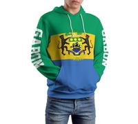 GONMFKM Sweat À Capuche Imprimé Drapeau du Gabon pour Homme, Pull Décontracté avec Manches Longues, Cordon De Serrage Et Poche Ample, Sweat-Shirt Harajuku en Polyester Confortable Et Respirant M