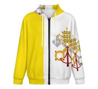 GONMFKM Sweat À Capuche Zippé pour Homme Imprimé Drapeau du Vatican Veste Légère À Manches LonguesSweat À Capuche Zippé Pull Unisexe Taille 2XL