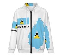 GONMFKM Sweat À Capuche Zippé Tendance pour Homme avec Poches Avant Idéal pour Les Loisirs Et L'Entraînement Motif Drapeau De Sainte-Lucie Imprimé Humoristique Taille S