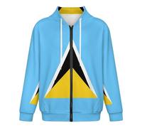 GONMFKM Sweat À Capuche Zippé Tendance pour Homme avec Poches Avant Idéal pour Un Usage Décontracté Ou pour L'Entraînement avec Imprimé Drapeau De Sainte-Lucie Amusant Taille M