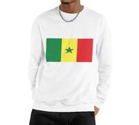 GONMFKM Sweat-Shirt Homme À Col Rond - Pull en Coton Doux Mélangé Vêtement De Travail Léger avec Imprimé Drapeau du Sénégal Idéal pour Les Loisirs Et Le Sport