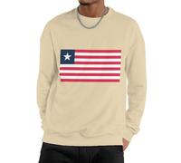 GONMFKM Sweat-Shirt Homme en Mélange De Coton Doux Pull Classique Chaud À Manches Longues Haut Basique Imprimé Drapeau du Libéria Col Rond Unisexe