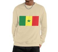 GONMFKM Sweat-Shirt Homme - Pull Uni À Col Rond en Coton Mélangé sans Capuche Idéal pour Les Loisirs Le Travail Et La Salle De Sport avec Imprimé Drapeau du Sénégal Et Manches Longues