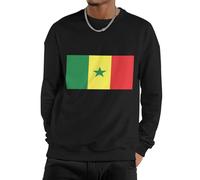 GONMFKM Sweat-Shirt Homme - Pull Uni À Col Rond en Coton Mélangé sans Capuche Idéal pour Les Loisirs Le Travail Et La Salle De Sport avec Imprimé Drapeau du Sénégal Et Manches Longues