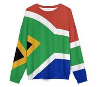 GONMFKM Sweat-Shirt Unisexe À Col Rond Imprimé Drapeau De La République D'Afrique du Sud Pull Doux À Manches Longues pour Un Look Décontracté Au Quotidien, Taille L