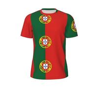 GONMFKM T-Shirt Fantaisie À Manches Courtes Et Col Ras du Cou avec Imprimé Drapeau du Portugal en 3D Unisexe pour Hommes Femmes Et Jeunes Tailles S-6Xl