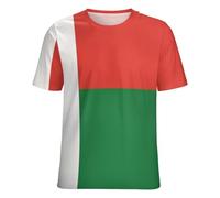 GONMFKM T-Shirt Femme À Motif Drapeau De Madagascar Col Rond Manches Courtes Coupe Ample Pull-Over Blouse D'Été Idéale pour Les Activités De Plein Air