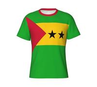 GONMFKM T-Shirt Graphique Humoristique Manches Courtes Imprimé Drapeau De Sao Tomé-Et-Principe Style Décontracté Idéal pour L'Été Col Rond Et Fitness Taille XXL