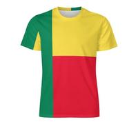 GONMFKM T-Shirt Imprimé Drapeau du Bénin pour Hommes Et Femmes avec Drapeau National Imprimé Drôle À Séchage Rapide, Nouveauté Unisexe D'Été en Maille Respirante À Col Rond pour Adultes, 3XL
