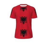 GONMFKM T-Shirt Unisexe Fantaisie avec Drapeau Albanais Imprimé en 3D Haut Humoristique Décontracté À Manches Courtes Col Ras du Cou Tailles S-6Xl