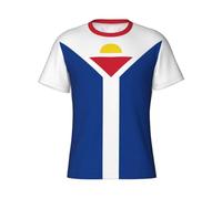 GONMFKM T-Shirt Unisexe Imprimé Drapeau De Saint-Martin Manches Courtes Col Rond Respirant Et À Séchage Rapide Taille L