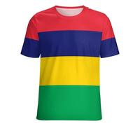 GONMFKM T-Shirts À Manches Courtes Et Coupe Ample pour Femmes Imprimé Drapeau De L'Île Maurice Basiques Et Confortables Col Rond Doux Disponibles en Grandes Tailles