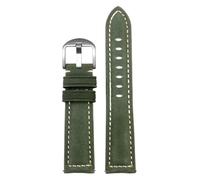 GONMPJZR Bracelet de montre en cuir de vachette style vintage, disponible en 20 mm, 22 mm, 24 mm et 26 mm for homme.(Army Green-silver,26mm)