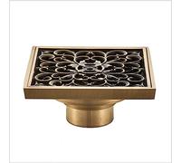 GONMPJZR Drain de tranchée, Drain de Sol de Douche de Salle de Bains de 4 Pouces, Grille de Couverture de crépine sculptée de Fleur Vintage en Laiton Antique carré