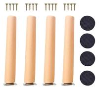 GONMPJZR Ensemble de 4 pièces en Bois - Kit de Remplacement à Monter soi-même for canapé/Table, avec plaques de Fixation, vis et Tapis antidérapants for armoires, Lits et Bureaux.(15cm/5.9in)